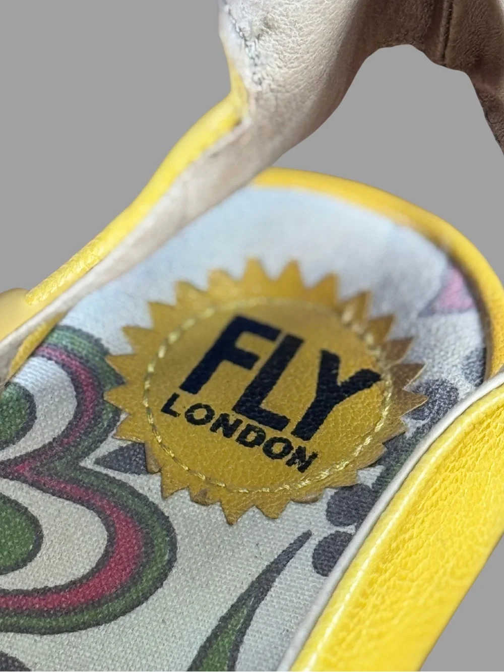 Fly London Women’s Yellow Leather Peep-Toe Wedge Sandals